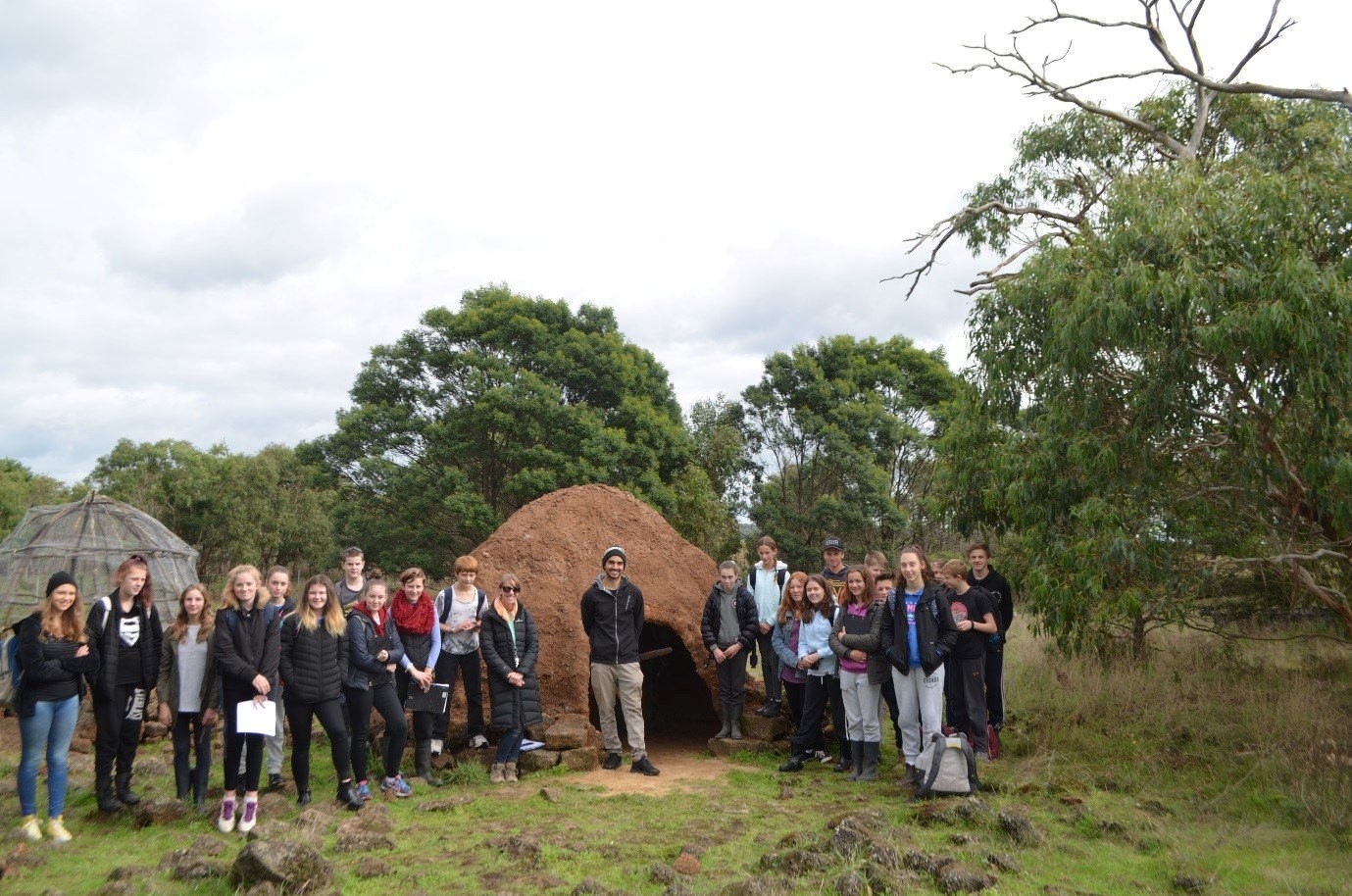 Junior Rangers had the opportunity to explore constructed stone houses, Tyrendarra Indigenous Protected Area.